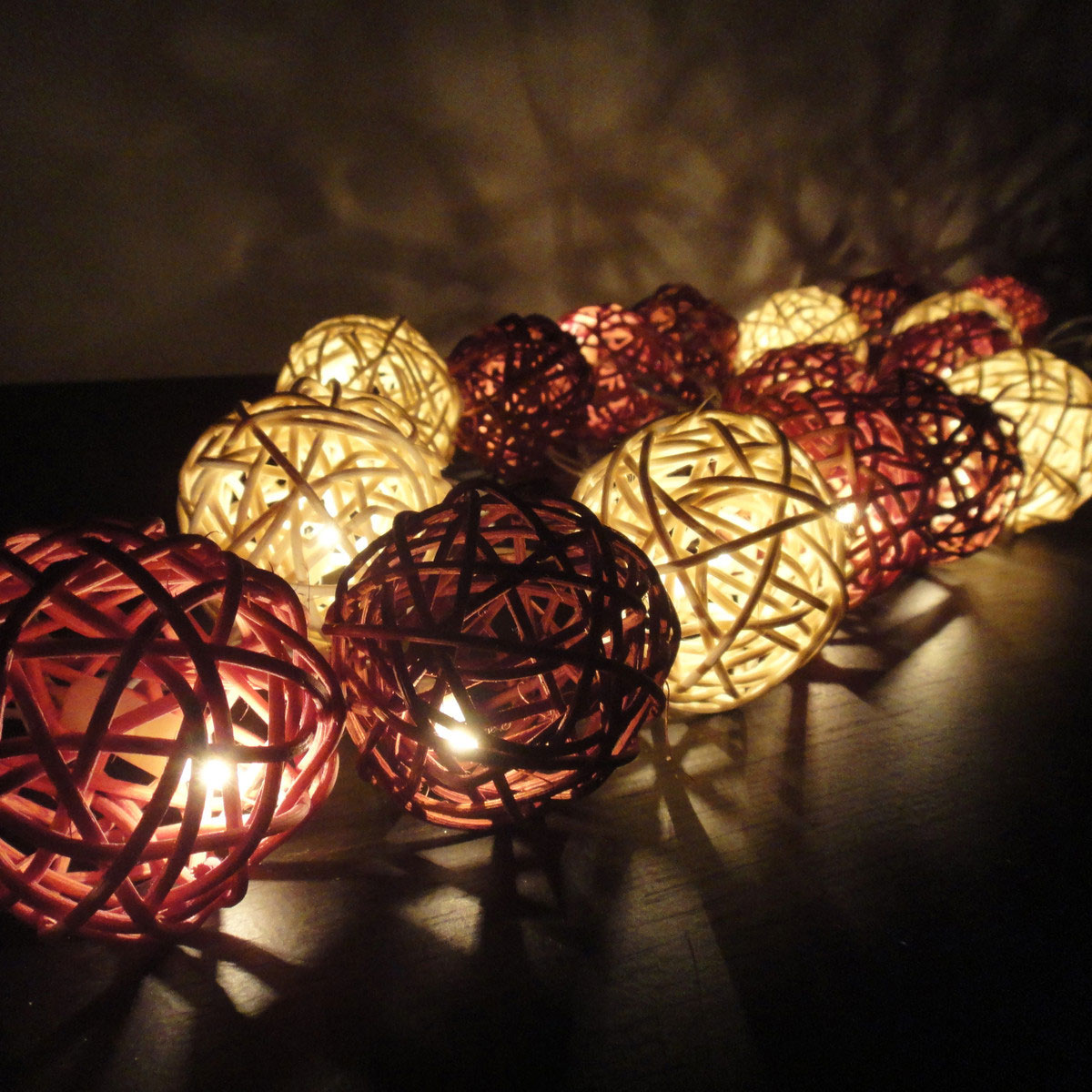 Earth Tone Rattan Ball LED Fairy Lights