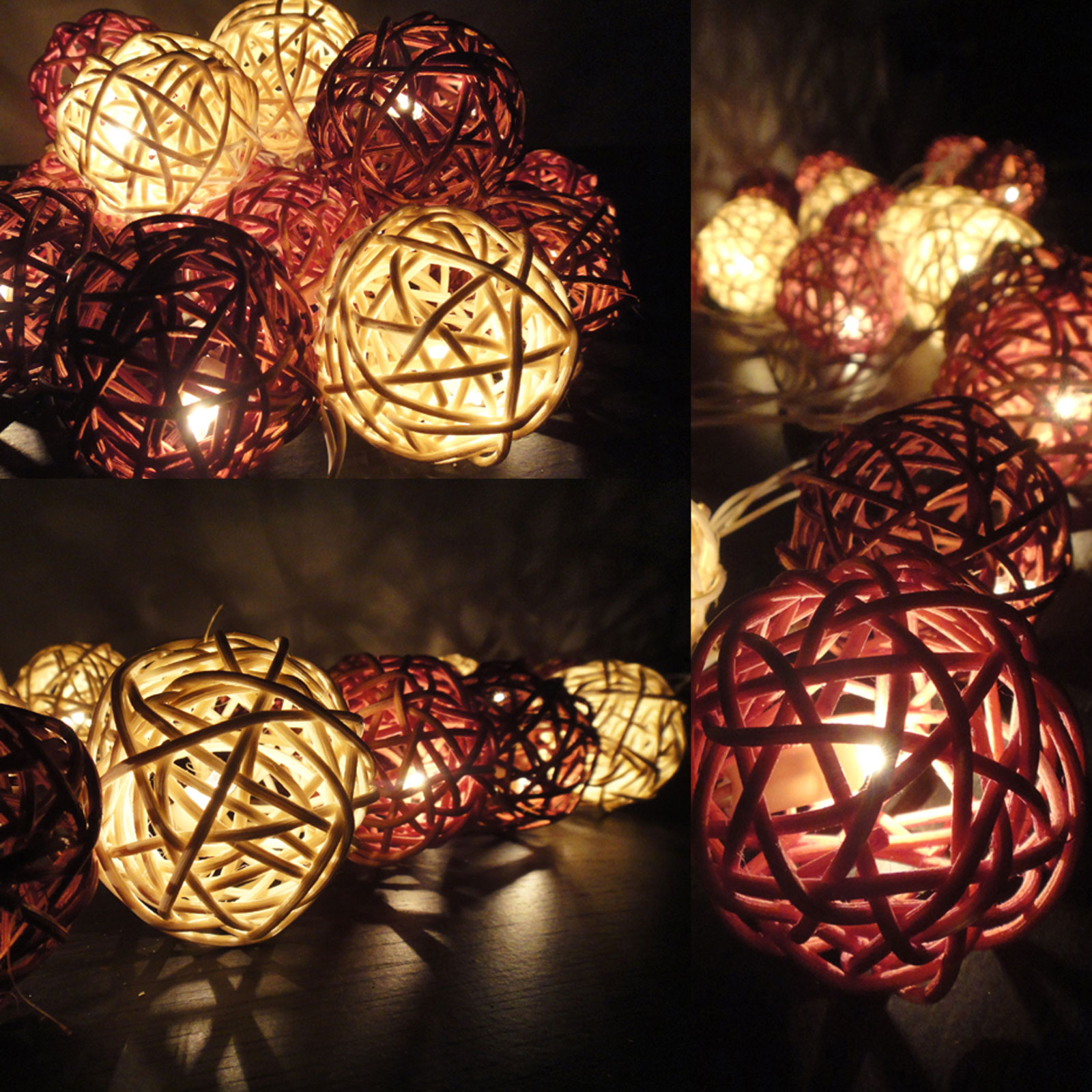 Earth Tone Rattan Ball LED Fairy Lights